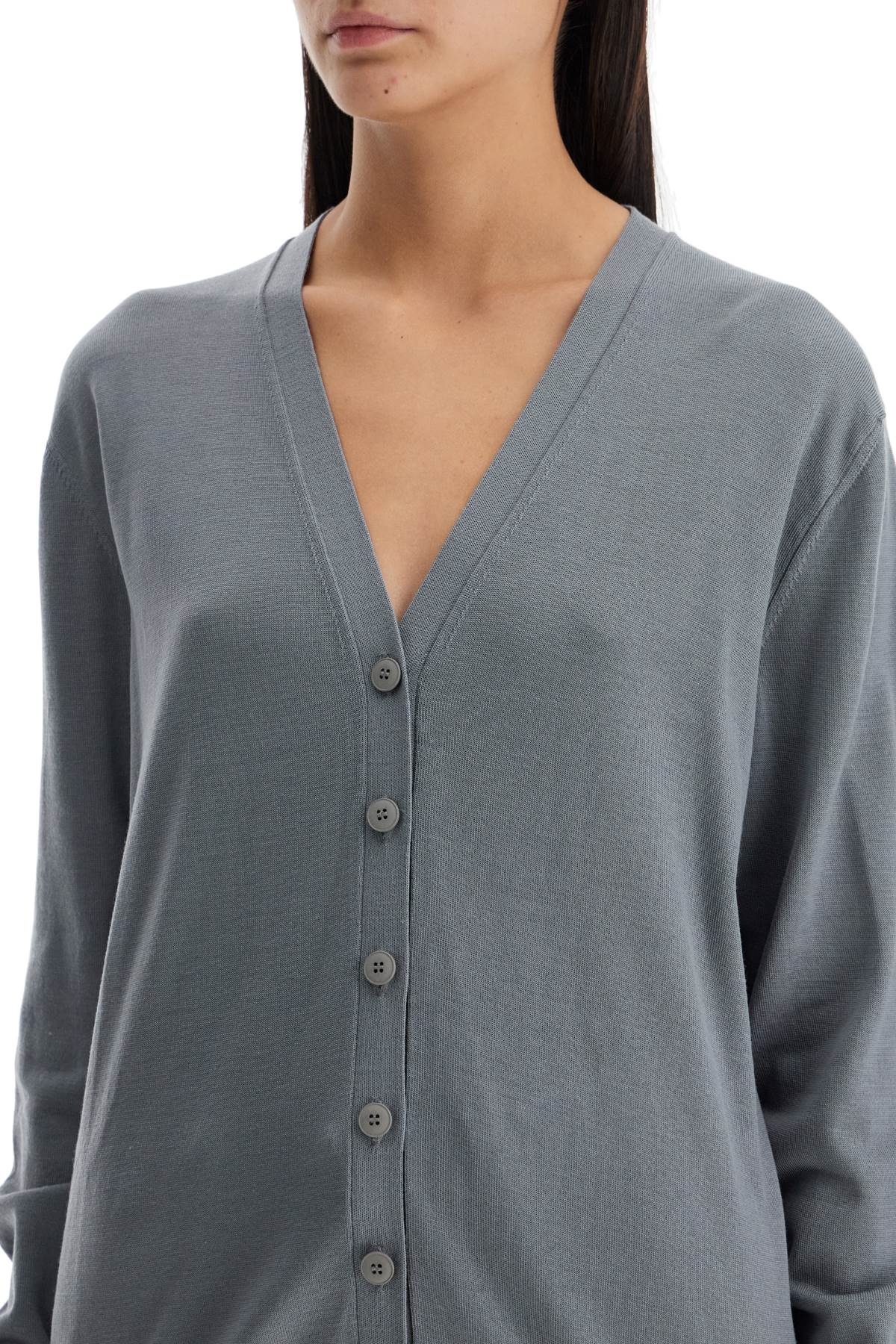 Lightweight Wool Cardigan  - Grey