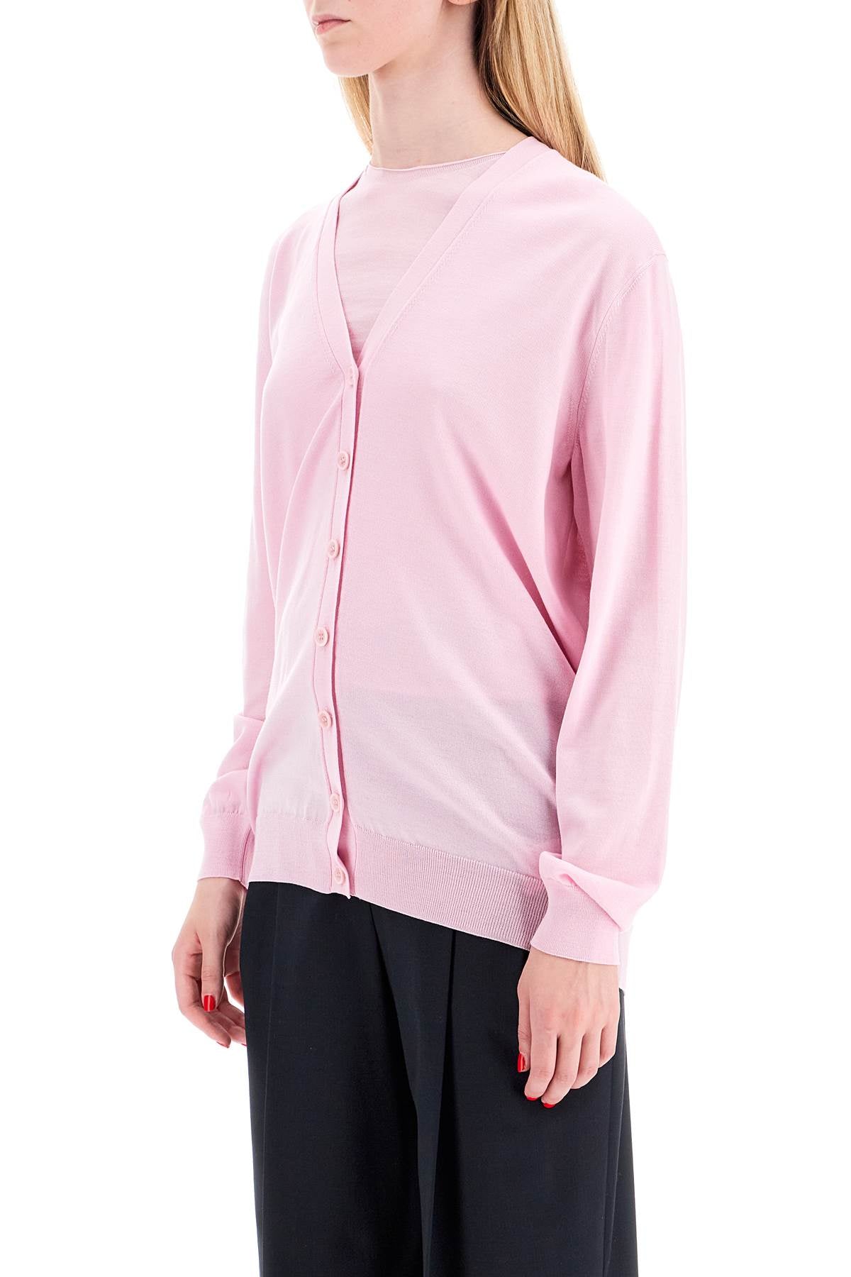 Lightweight Wool Cardigan  - Pink