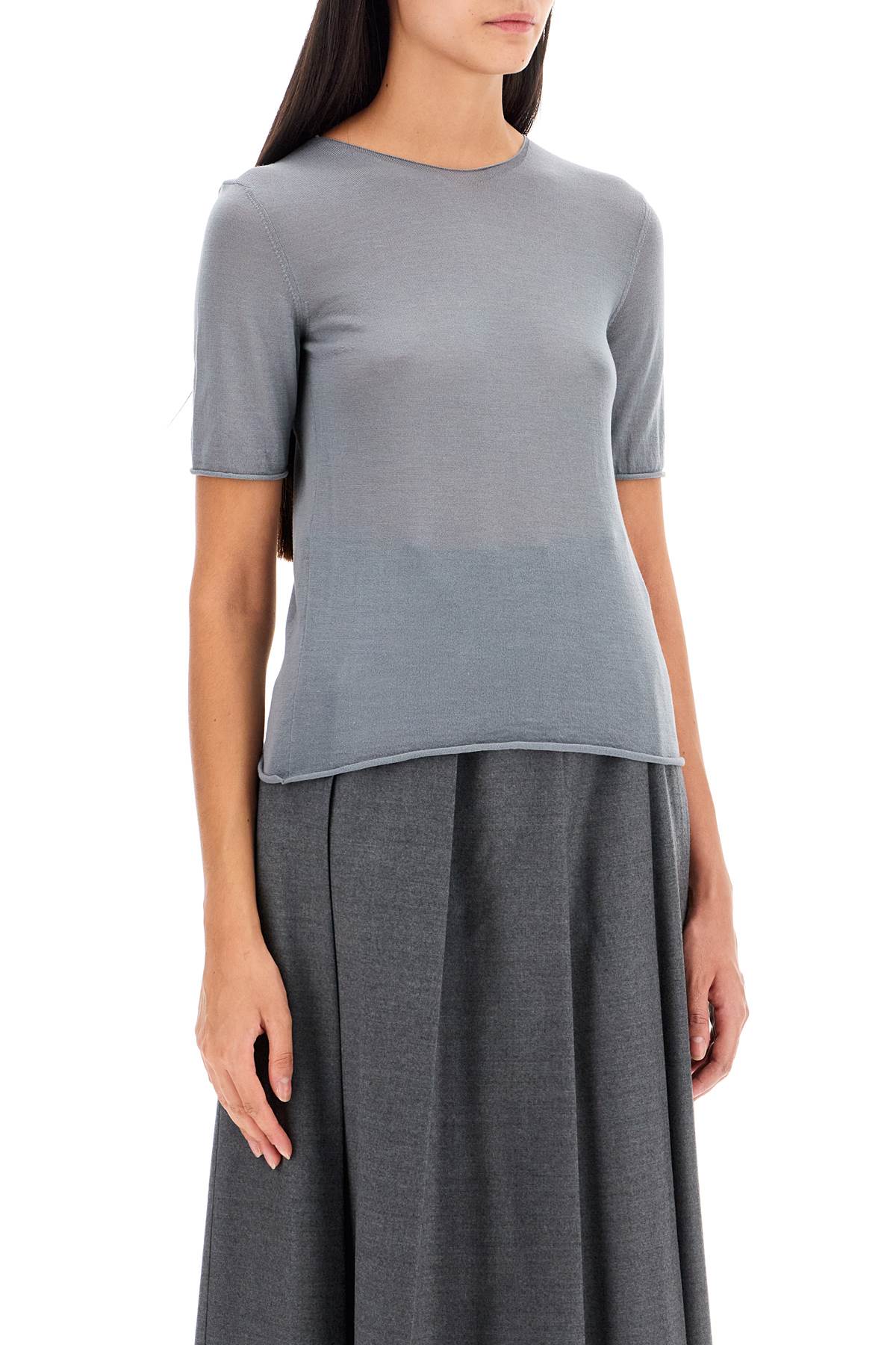 Short-sleeved Knit Top For  - Grey