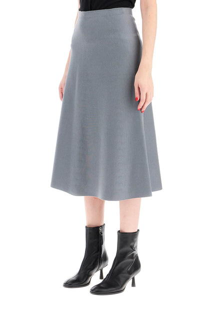 Flared Knit Skirt  - Grey