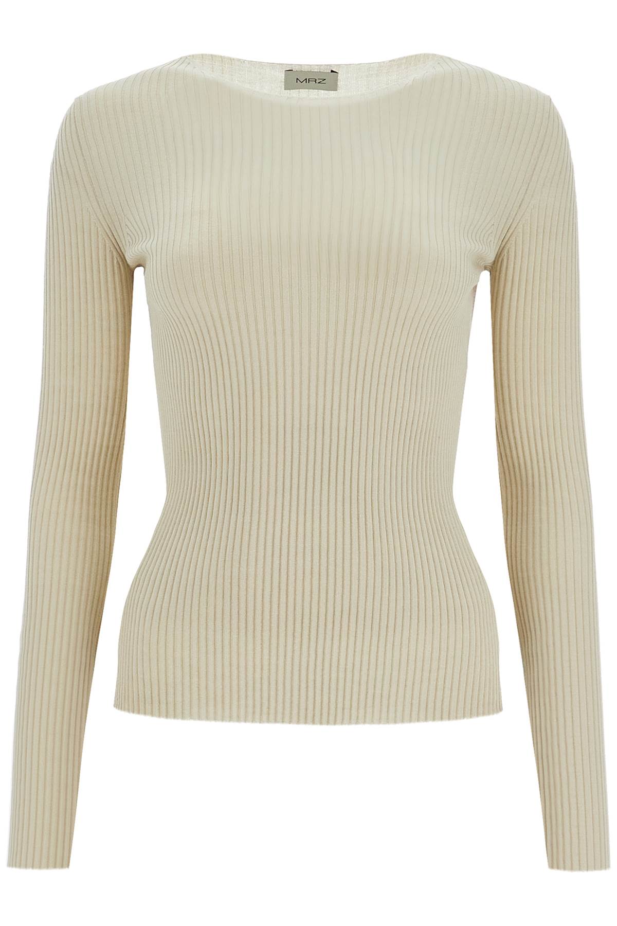 Ribbed Wool Top With A High  - Neutro