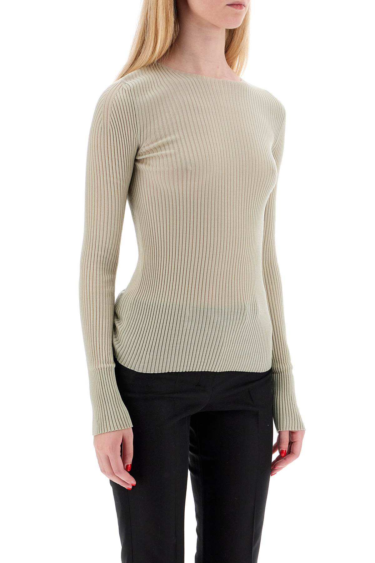 Ribbed Wool Top With A High  - Neutro