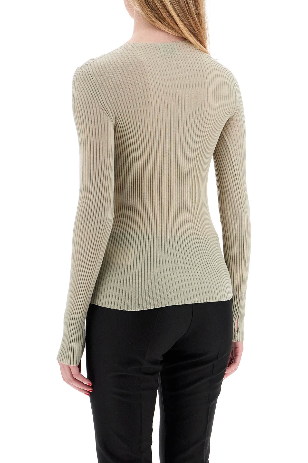 Ribbed Wool Top With A High  - Neutro