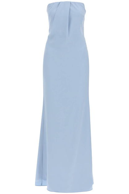 Strapless Satin Crepe Dress Without  - Light Blue