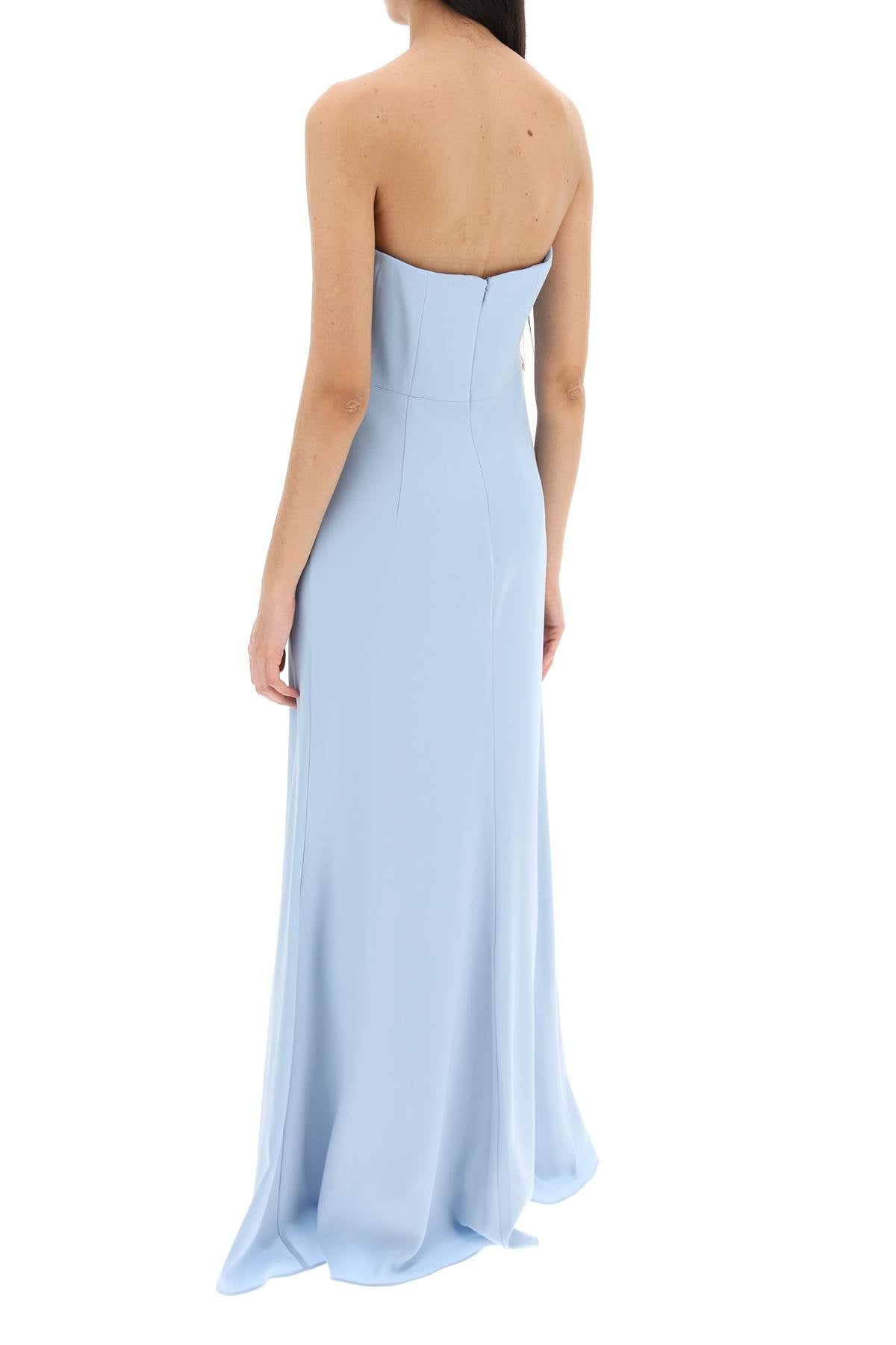 Strapless Satin Crepe Dress Without  - Light Blue