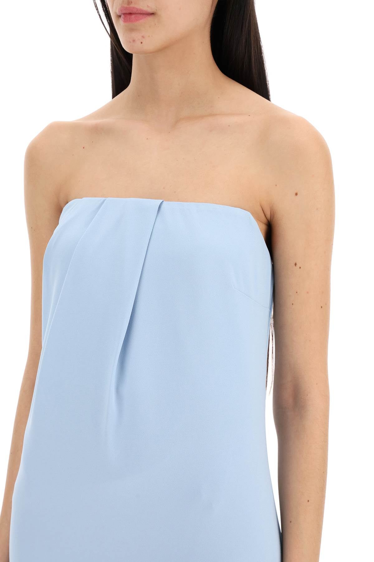 Strapless Satin Crepe Dress Without  - Light Blue