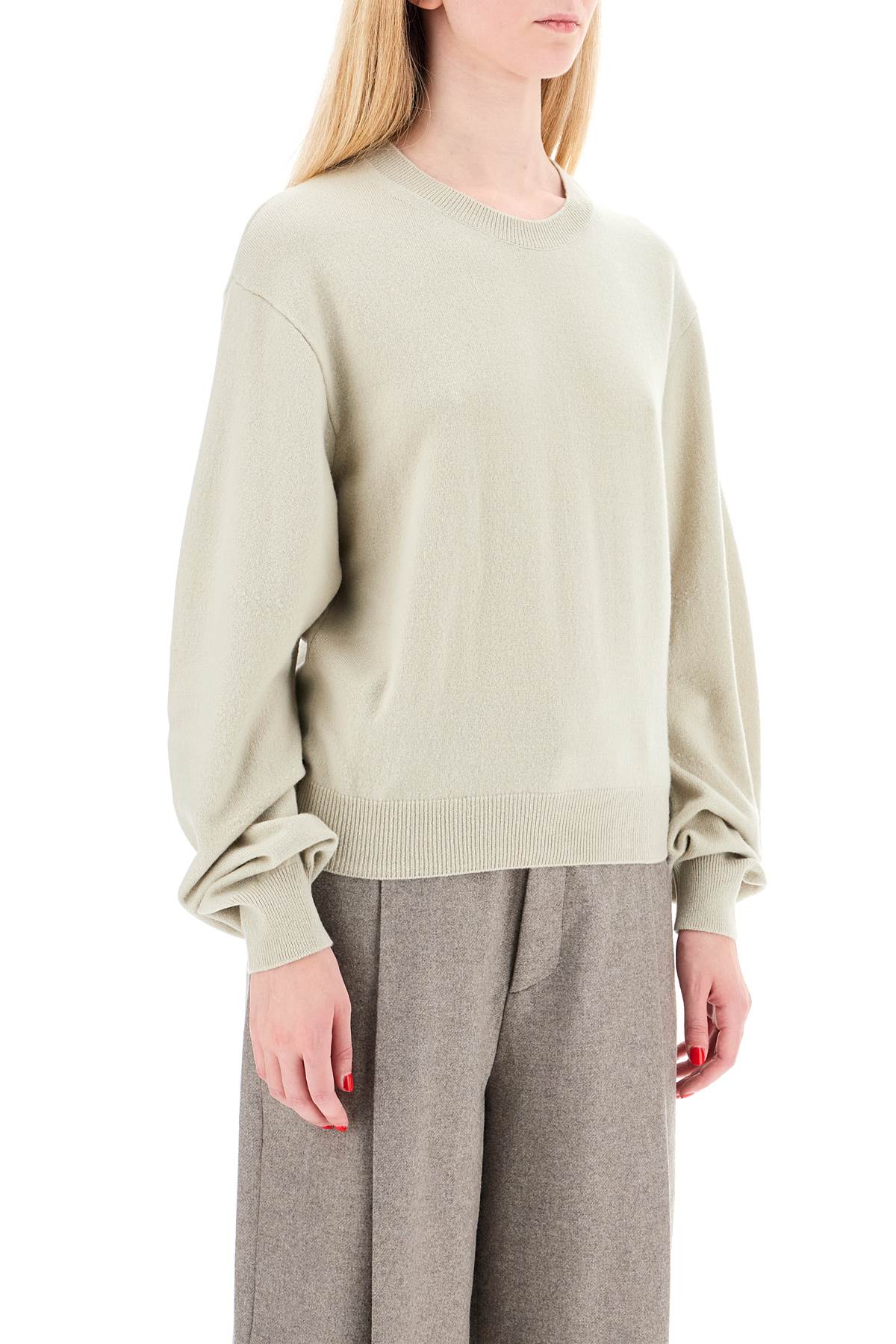 Wool And Cashmere Blend Pul  - Khaki