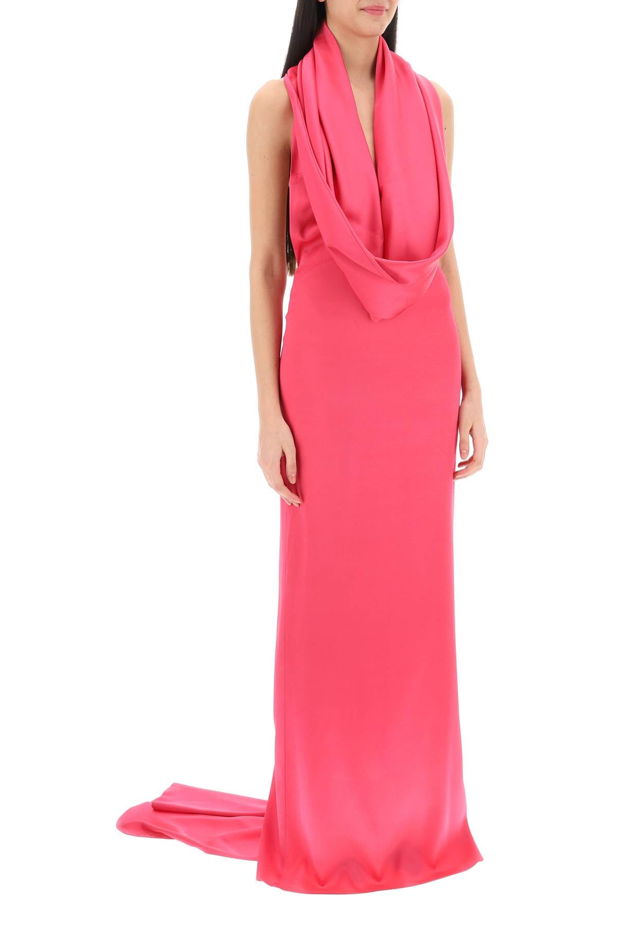 Maxi Gown With Built-in Hood  - Fuchsia