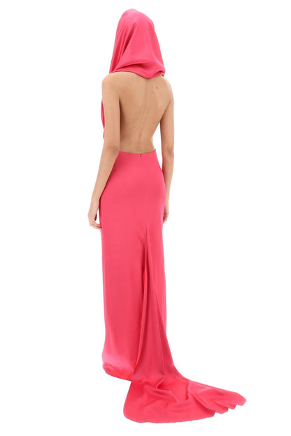 Maxi Gown With Built-in Hood  - Fuchsia