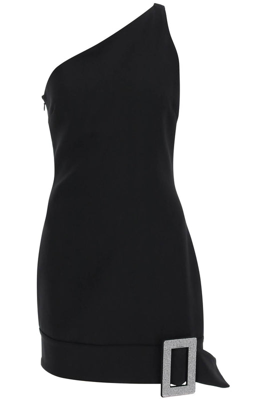 One-shoulder Mini Dress With Rhin  - Black