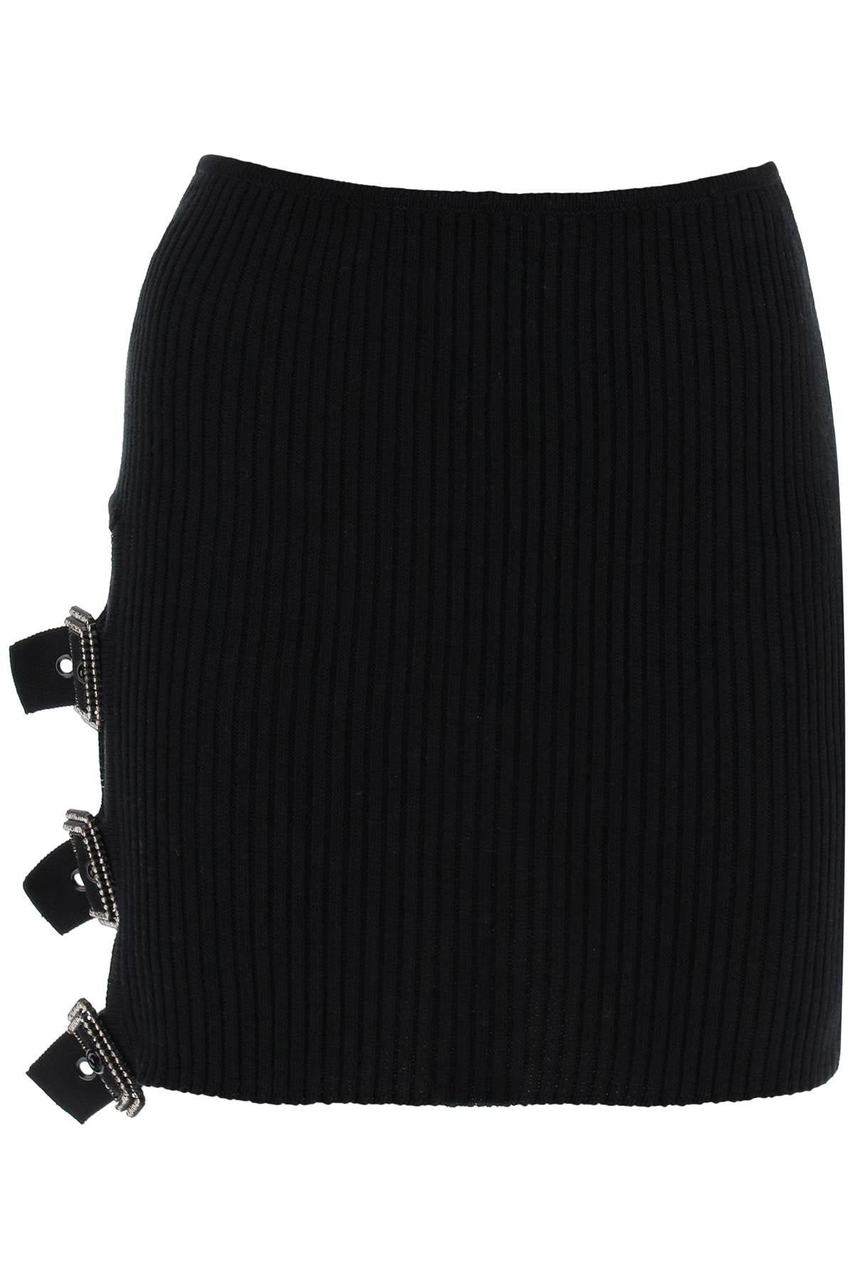 Mini Ribbed Knit Skirt In Nine Words  - Black