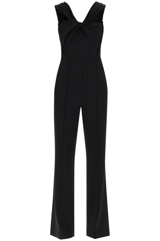 Jumpsuit With Twisted Neckline  - Black