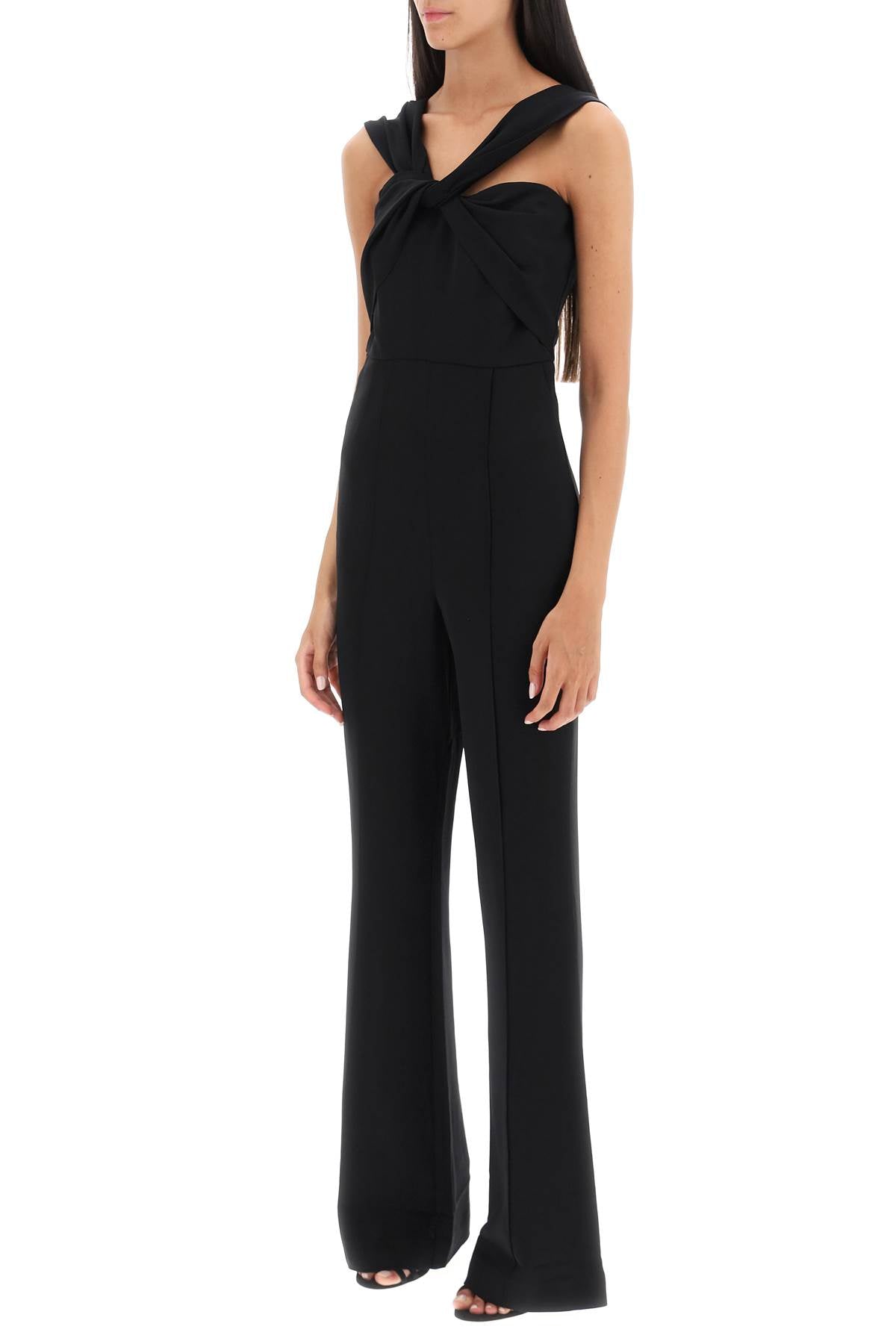 Jumpsuit With Twisted Neckline  - Black