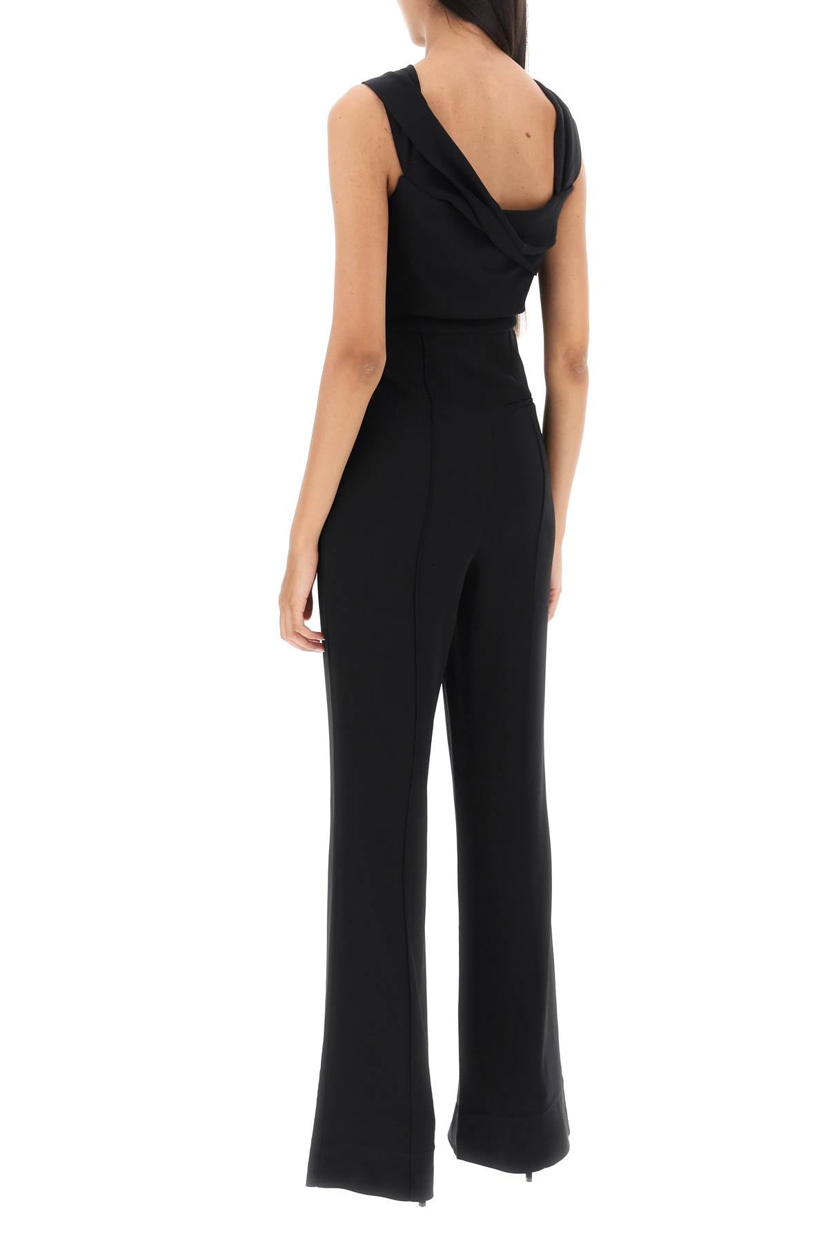 Jumpsuit With Twisted Neckline  - Black