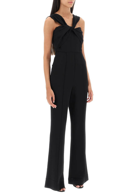 Jumpsuit With Twisted Neckline  - Black