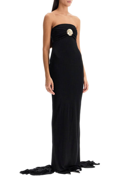 Maxi Dress With Seashell Bro  - Black