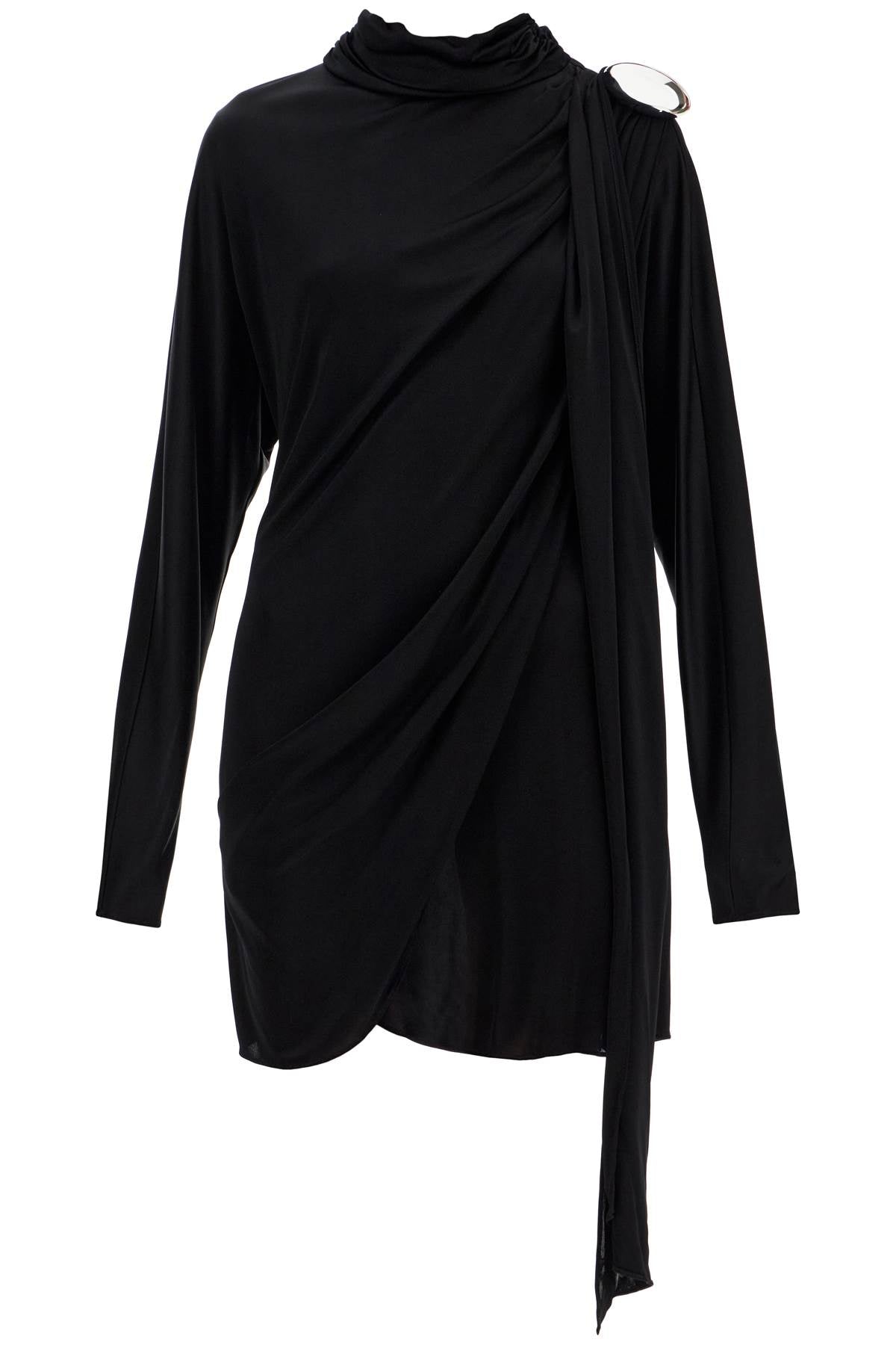 Gathered Jersey Mini Dress In  - Black