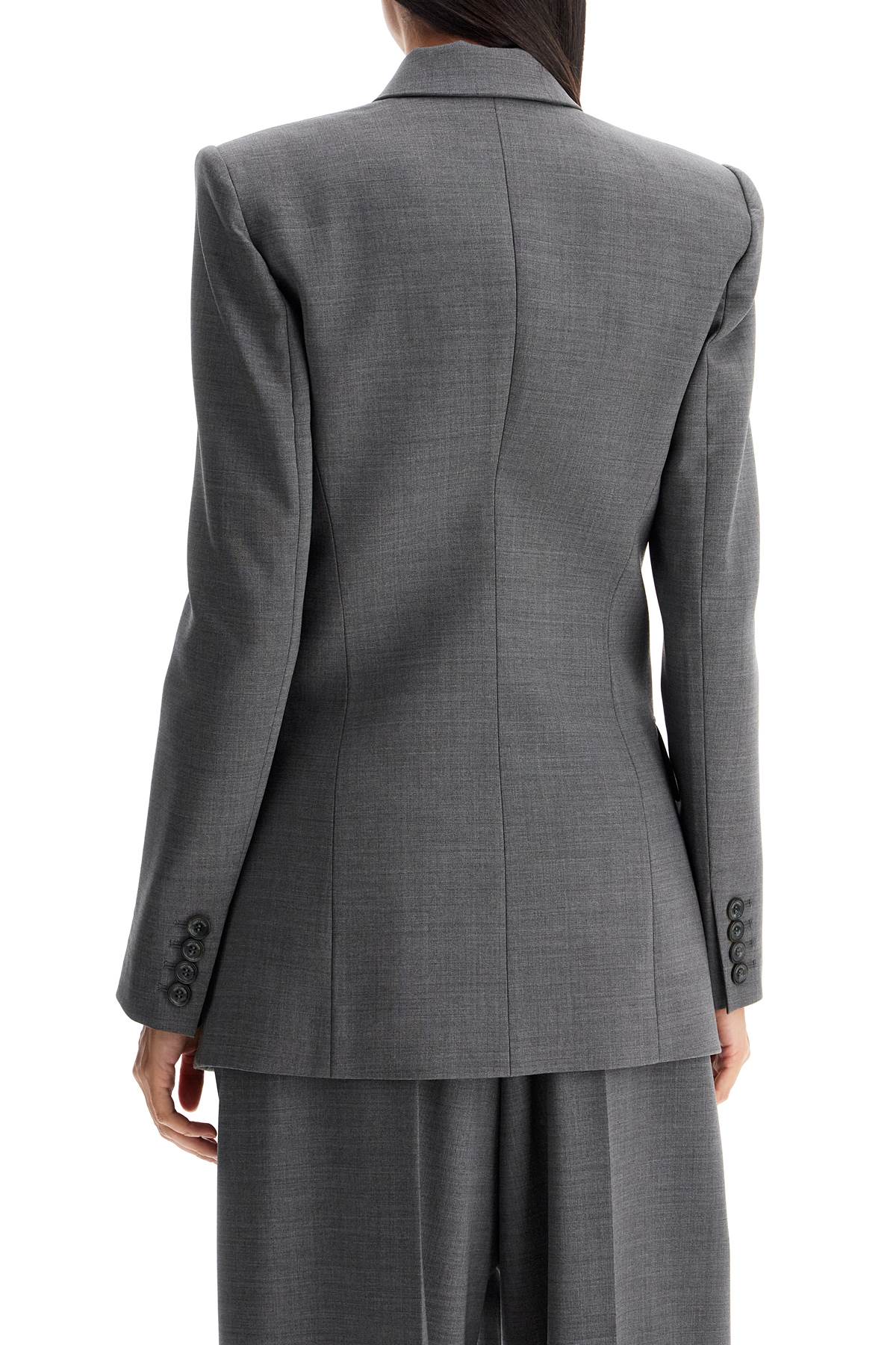 Double-breasted Wool Stretch Blazer  - Grey