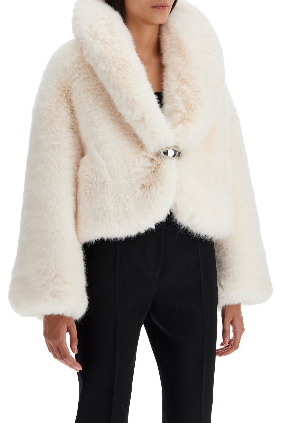 Short Faux Fur Jacket  - White