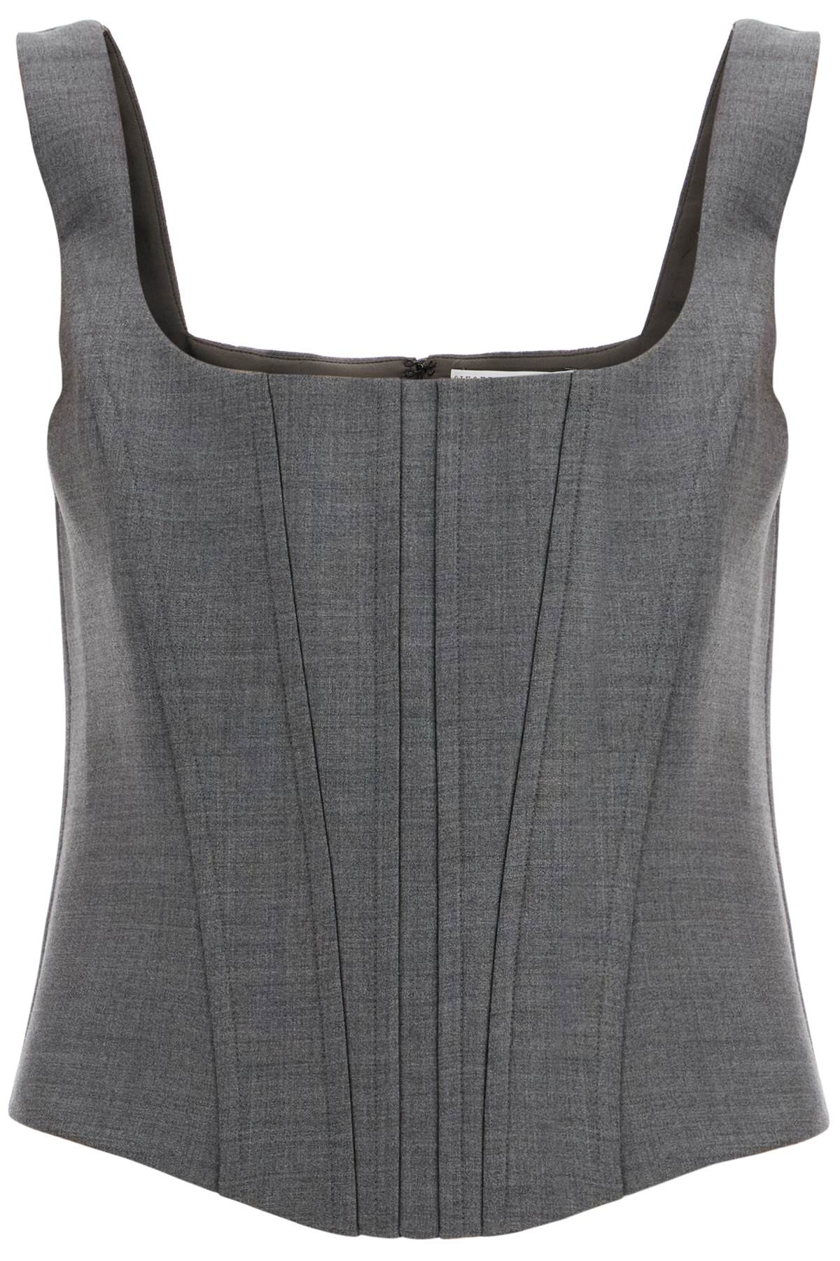 Stretch Wool Corset Top With Nine Words  - Grey