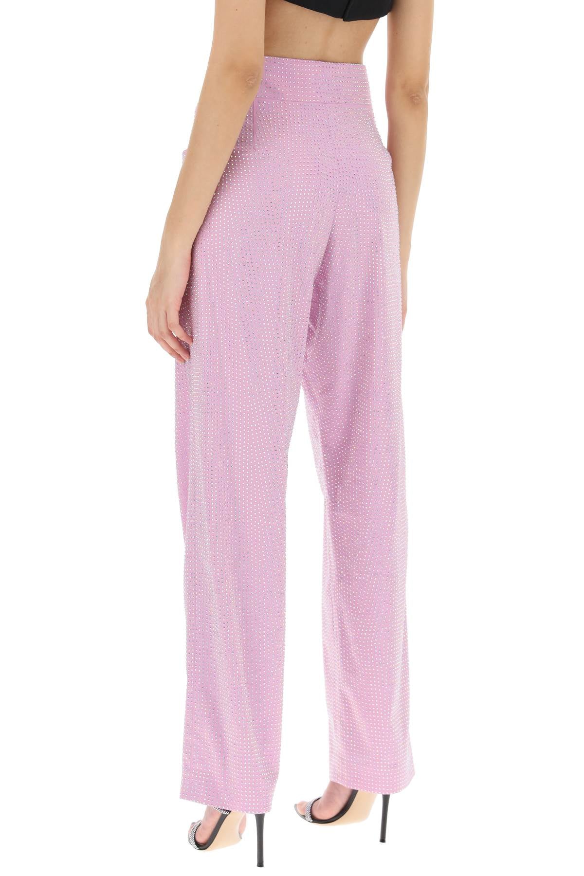 Wide-leg Pants With Crystals  - Pink