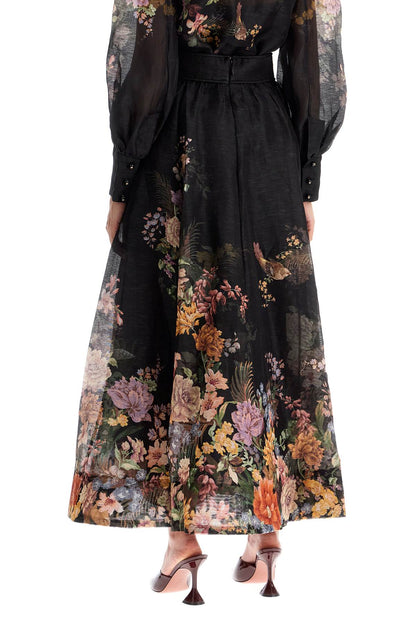 Maxi Floral Skirt  - Black