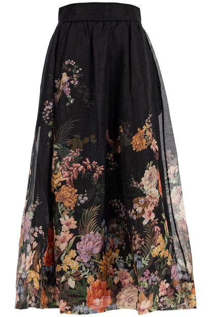 Maxi Floral Skirt  - Black