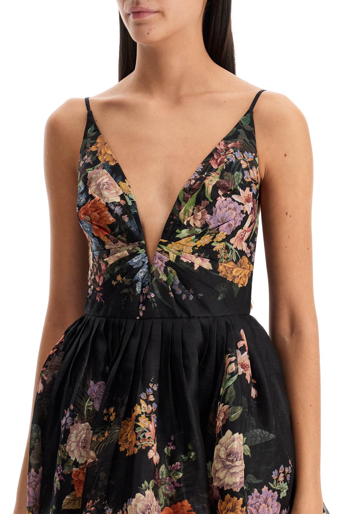 Short Floral Dress  - Black