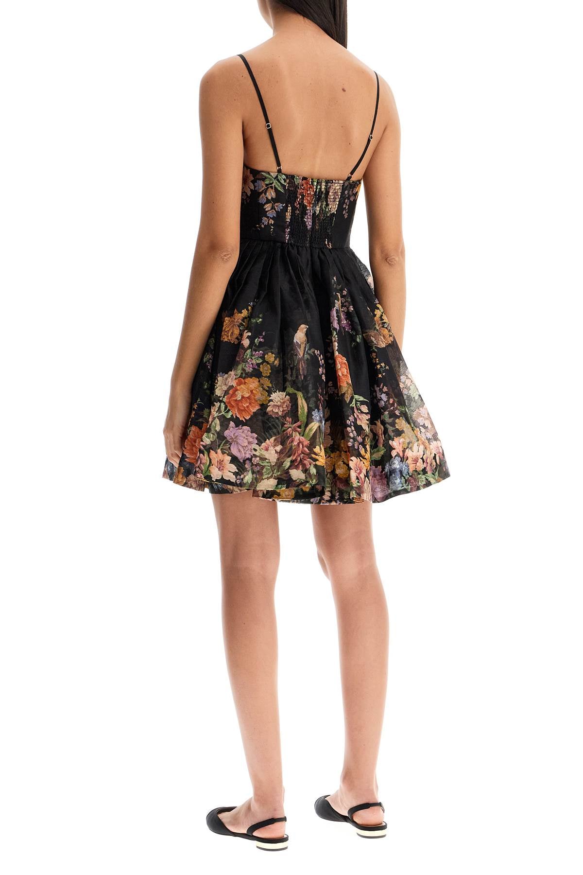 Short Floral Dress  - Black