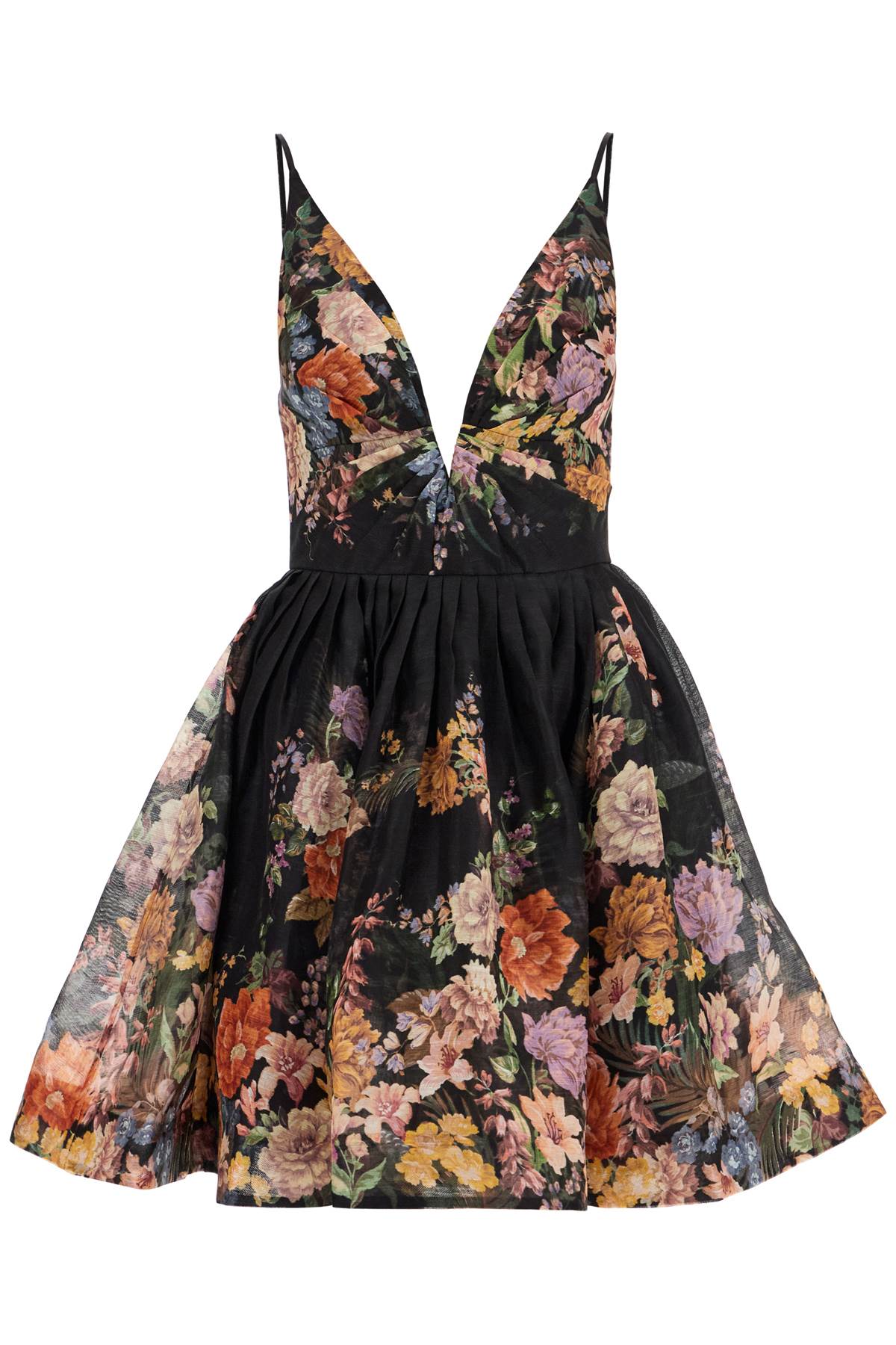 Short Floral Dress  - Black