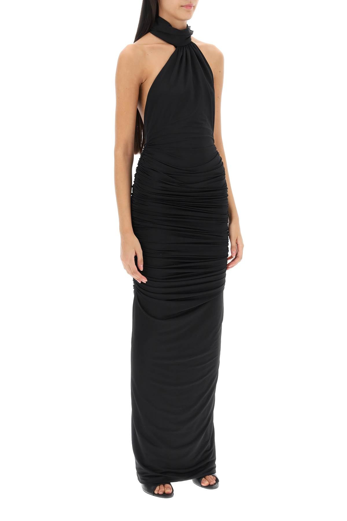 Draped-jersey Maxi Dress  - Black