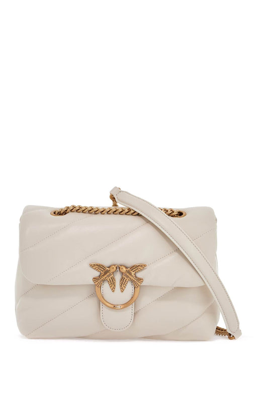 White Silk Leather Shoulder Bag With Golden Chain  - White