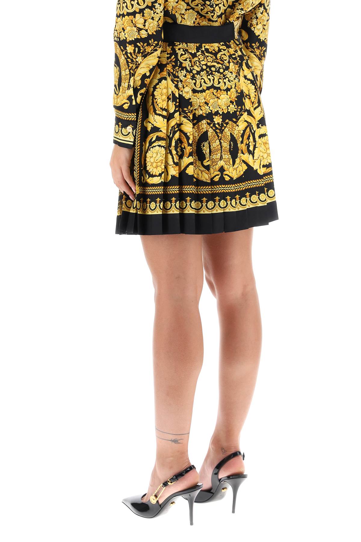 Barocco Pleated Mini Skirt  - Yellow