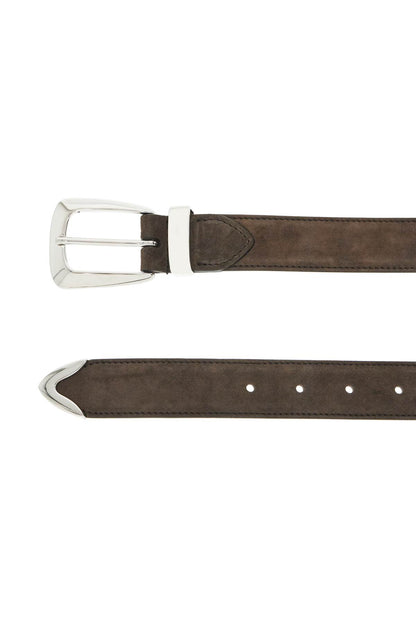 Benny Suede Leather Belt In  - Brown