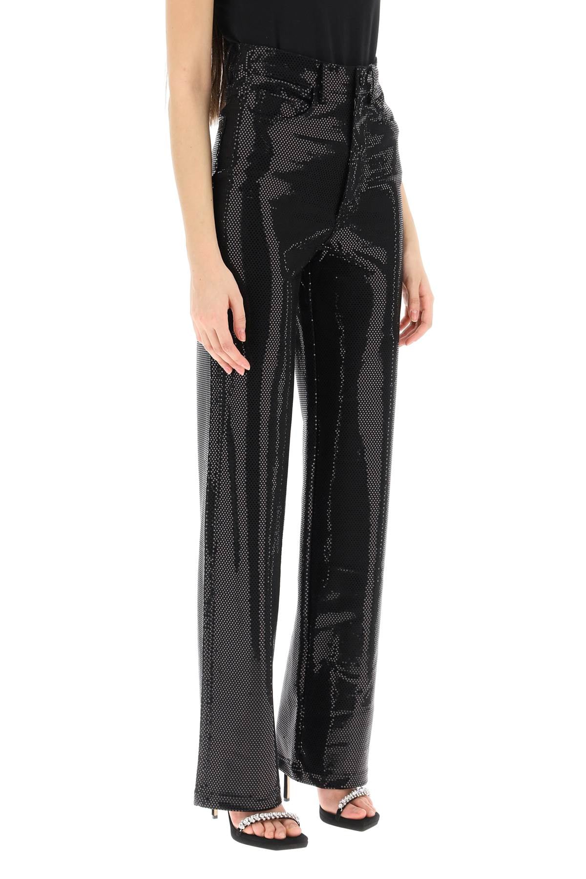 'rotana' Foil Jersey Pants  - Black