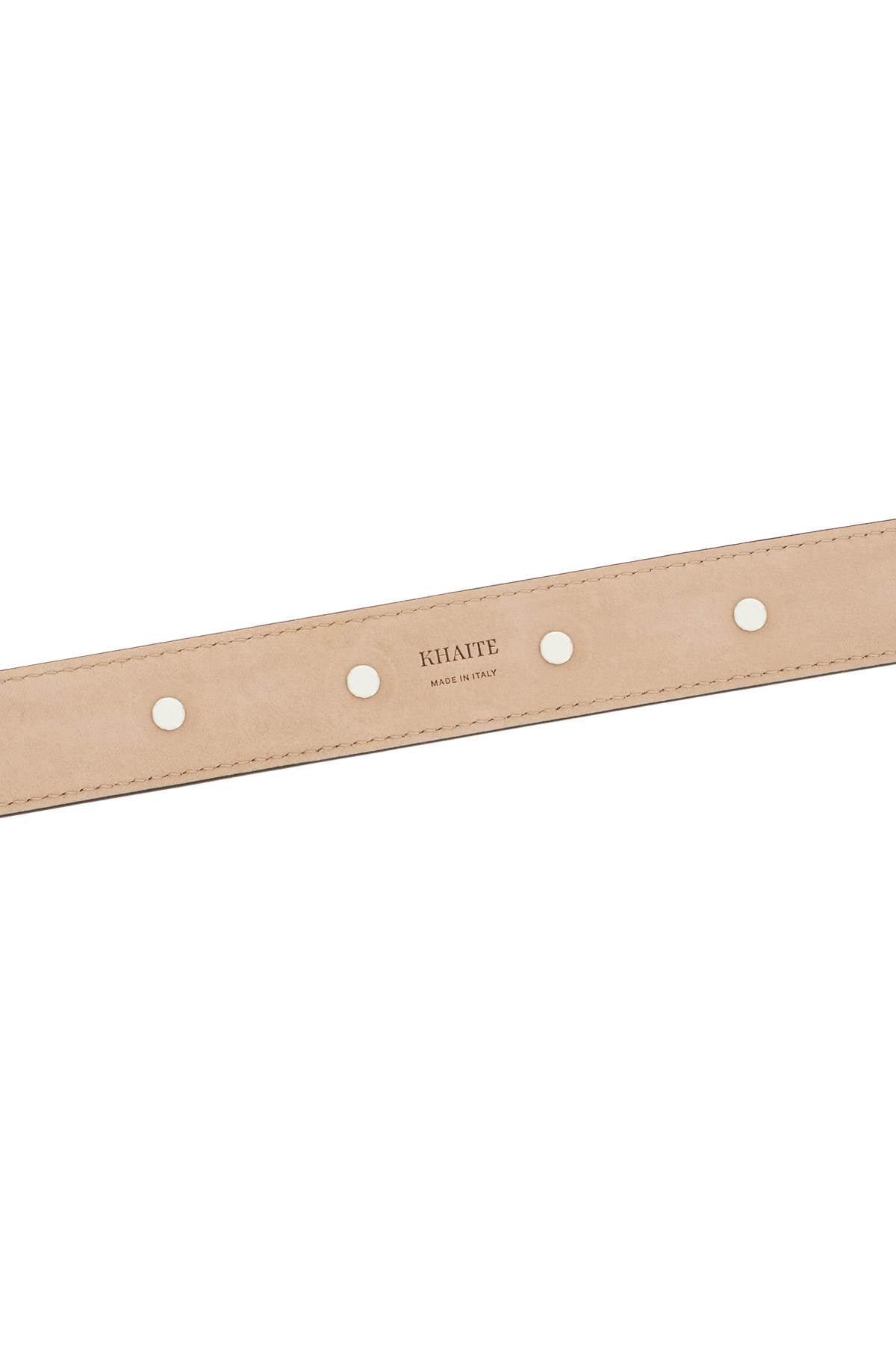 Coffee Calfskin Belt With Studs 30mm  - Beige