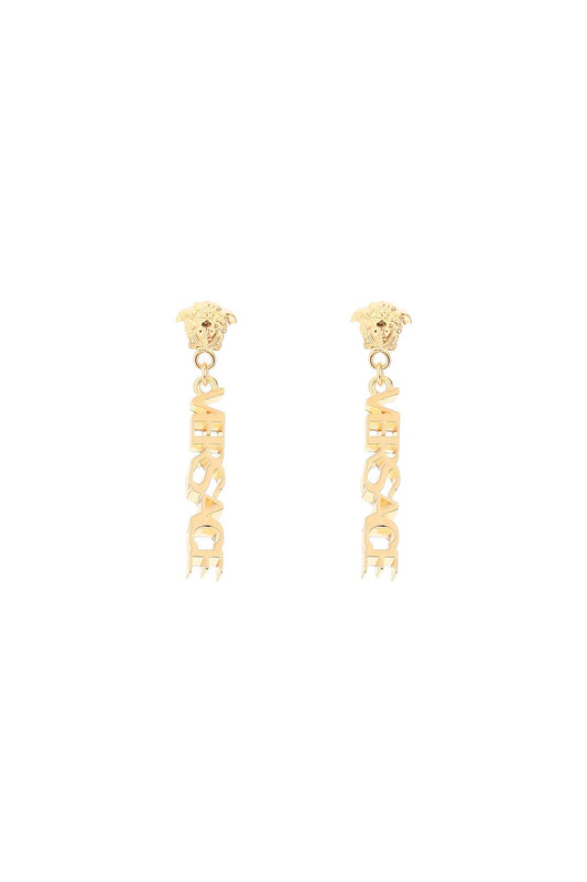 Logo Pendant Earrings  - Gold