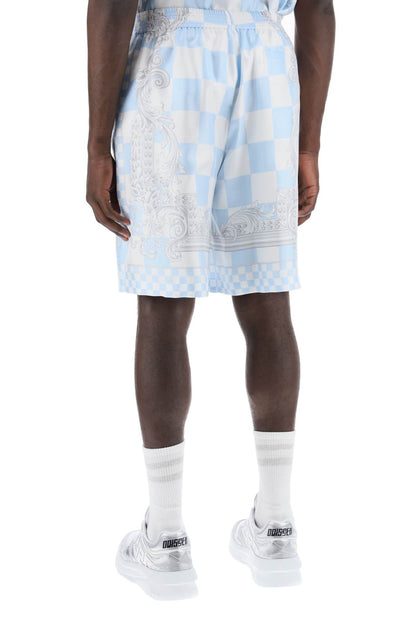 Printed Silk Bermuda Shorts Set  - Bianco