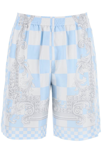 Printed Silk Bermuda Shorts Set  - Bianco