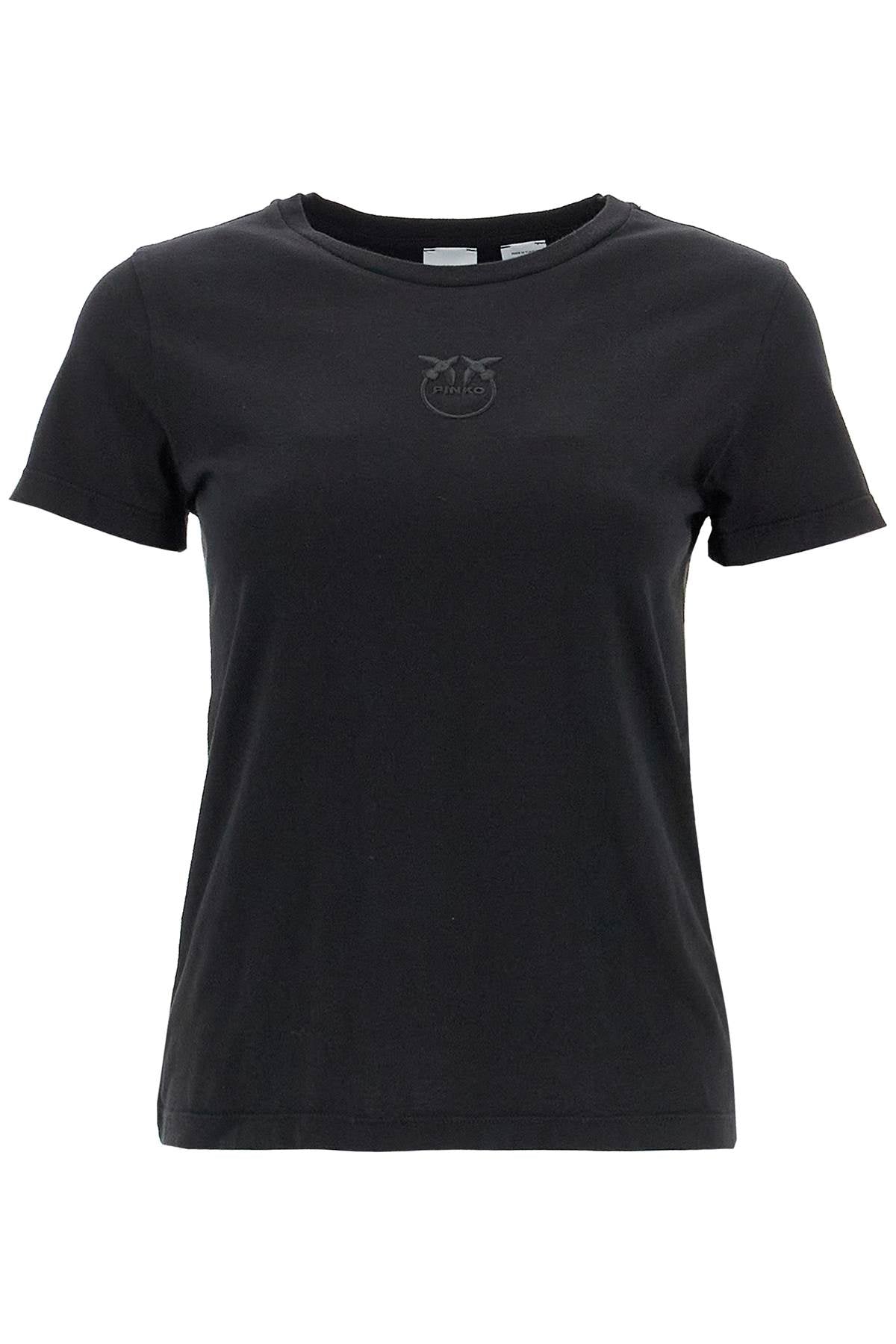 Short-sleeved T-shirt With Embroidery  - Black