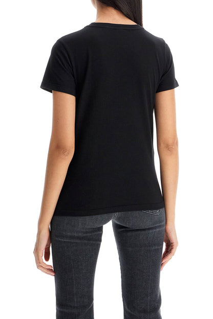 Short-sleeved T-shirt With Embroidery  - Black