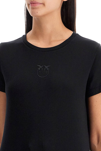 Short-sleeved T-shirt With Embroidery  - Black