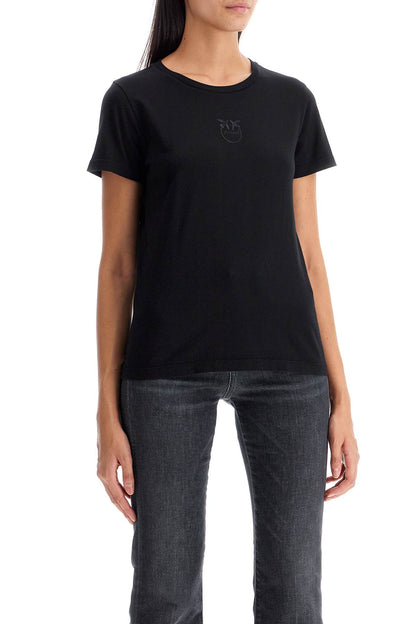 Short-sleeved T-shirt With Embroidery  - Black