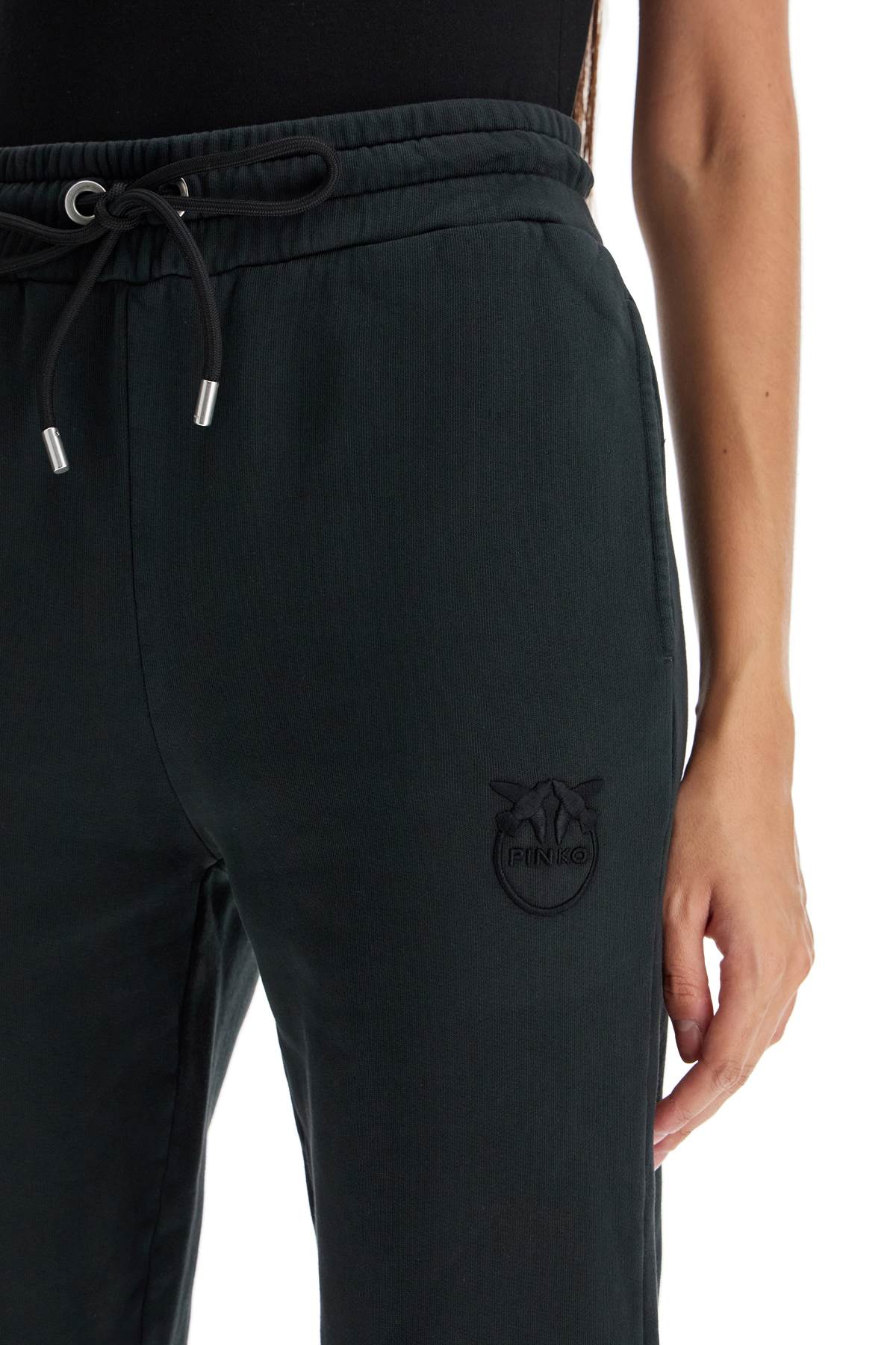 'love Birds Embroidered Joggers For  - Black