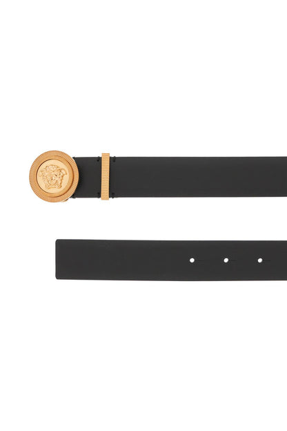 Medusa Biggie Leather Belt  - Black