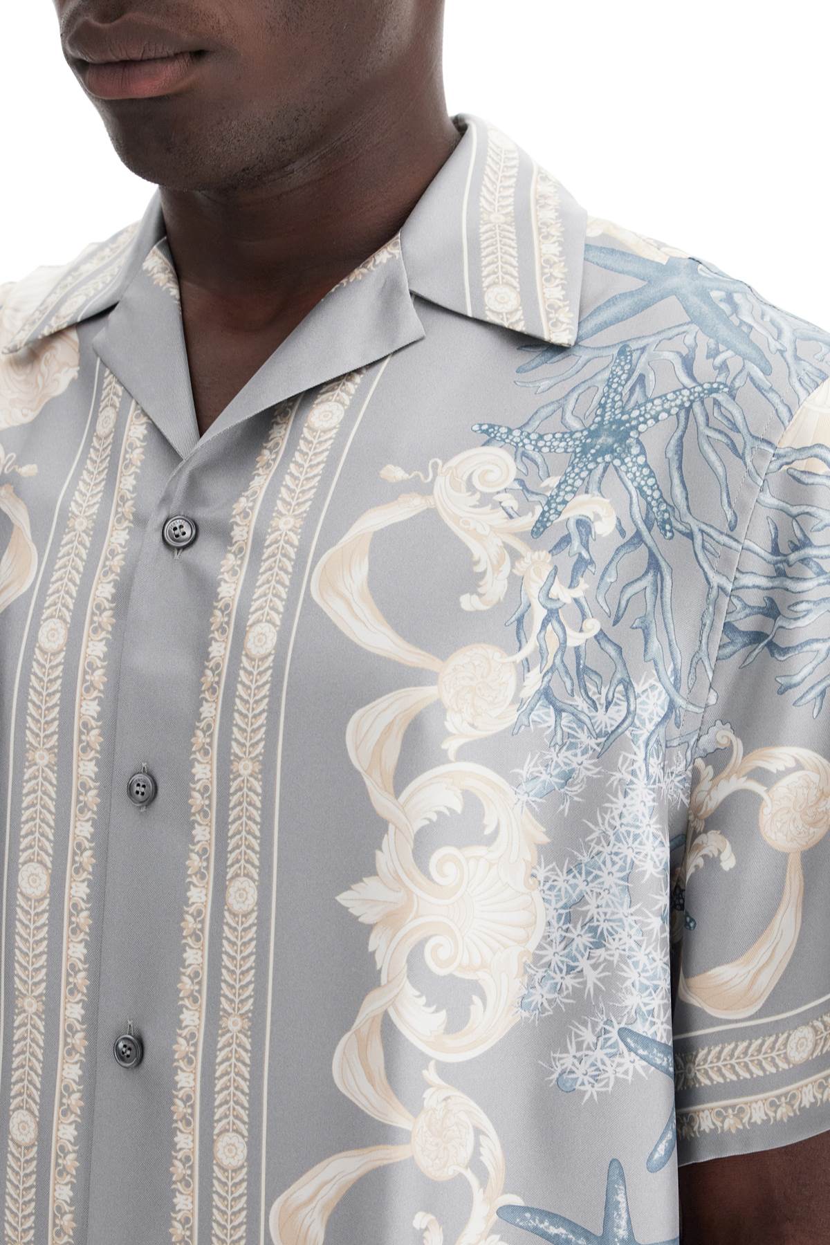 Baroque Printed Silk Bowling Shirt Set For The  - Grigio