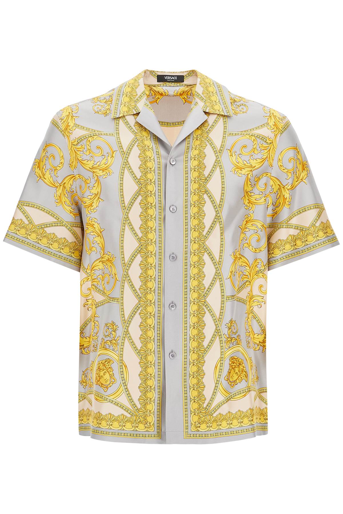 'printed Silk Bowling Shirt From The Gods' Collection  - Grigio