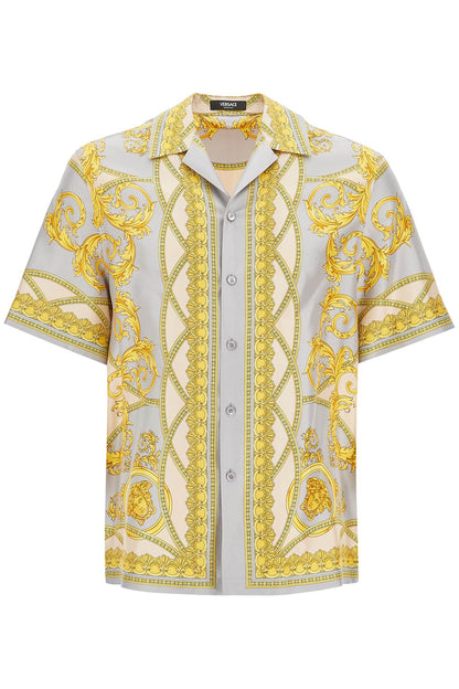 'printed Silk Bowling Shirt From The Gods' Collection  - Grigio