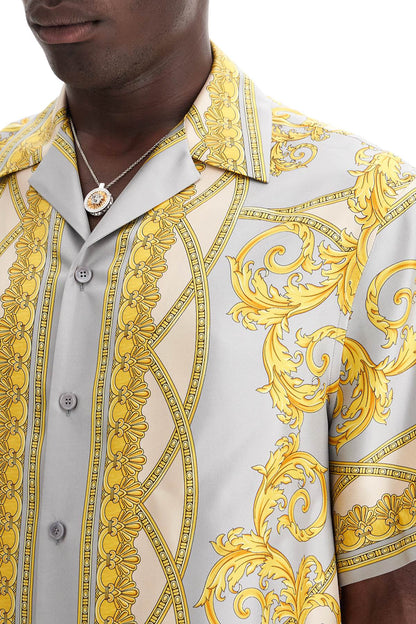 'printed Silk Bowling Shirt From The Gods' Collection  - Grigio