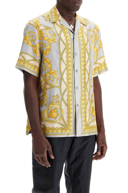 'printed Silk Bowling Shirt From The Gods' Collection  - Grigio